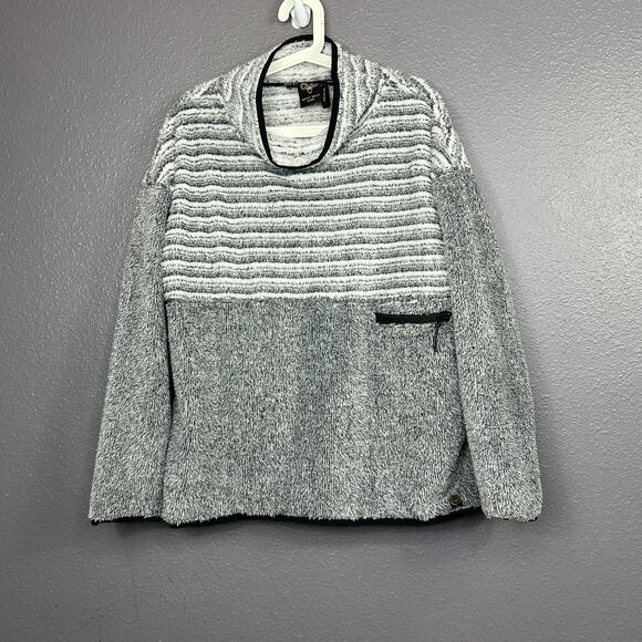 Wooly Bully Women Size XL Cowl Neck Fleece Sweater Gray Pull Over - Picture 1 of 7